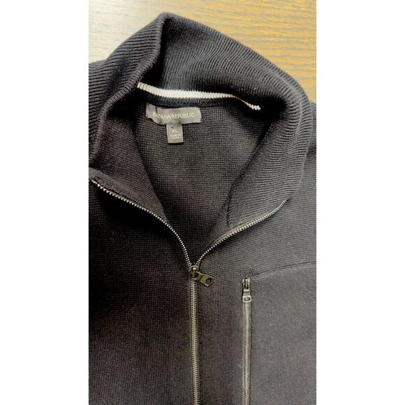 Banana Republic Cardigan Sweater Jacket Black   Full Zip Gray‎ ~ XL - Picture 4 of 5